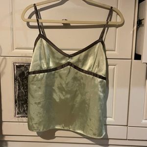 Silk light green tank with dark green detailing